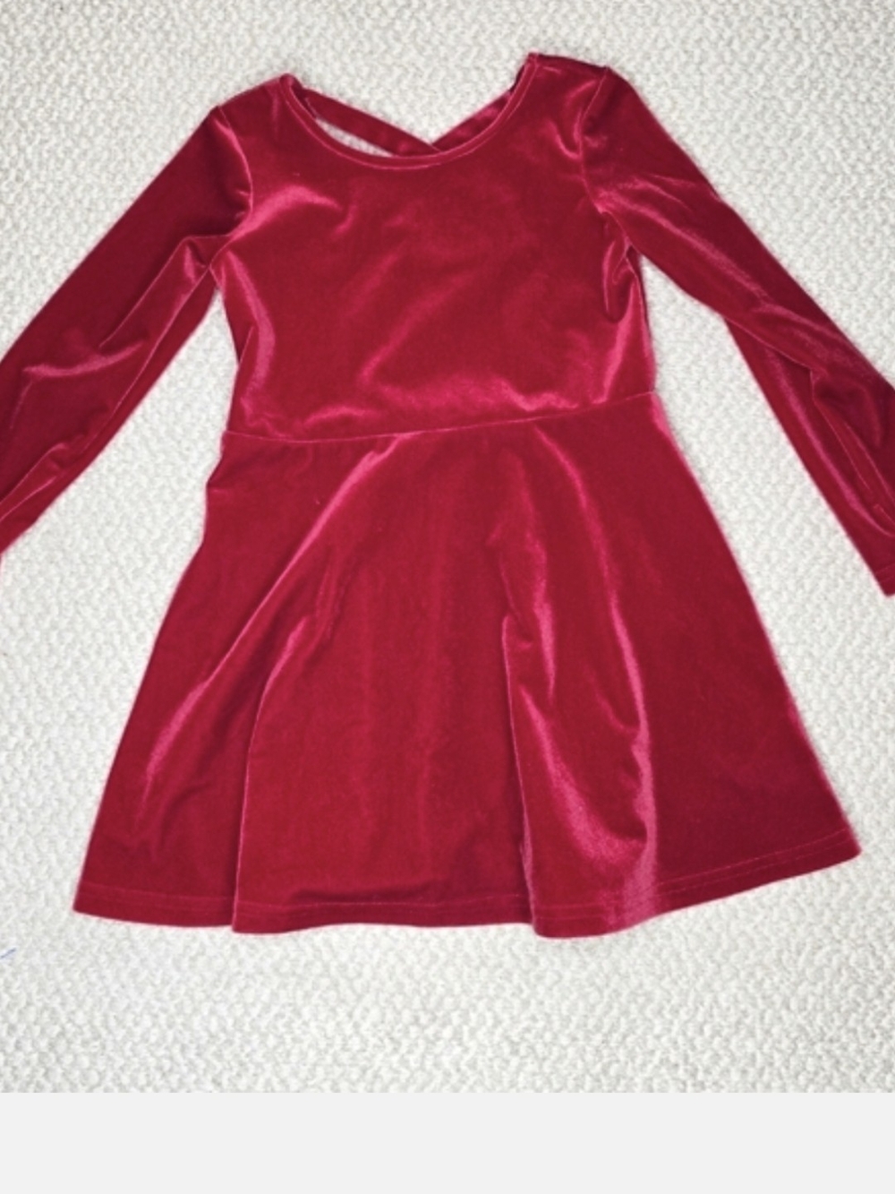 The Children's Place Red Velvet Long-Sleeve Skater Dress
